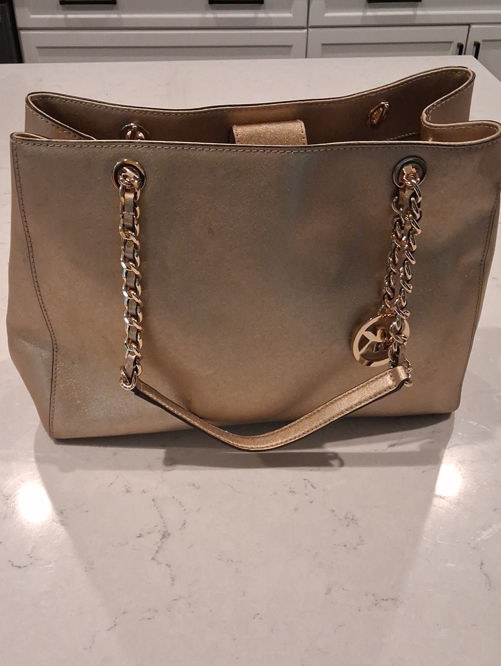 Michael Kors Shimmer Gold Chain-Handle Tote